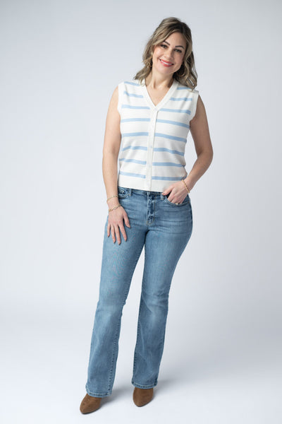 IN STOCK Lucy Striped Button Tank - Sky Blue - Pumpkin Patch Co