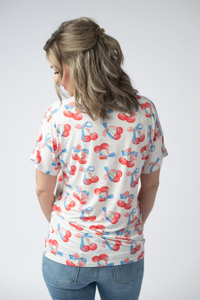 IN STOCK Chloe Cozy Top - Patriotic Cherries - Pumpkin Patch Co