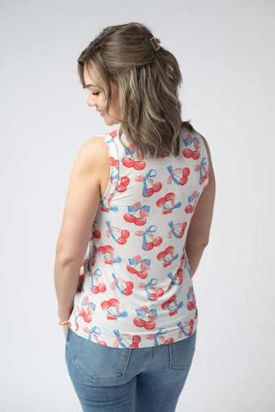 IN STOCK Noelle Tank - Patriotic Cherries - Pumpkin Patch Co