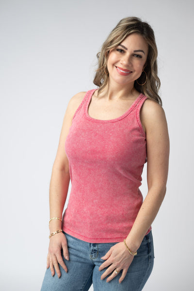 IN STOCK Audrey Vintage Wash Tank - Red - Pumpkin Patch Co