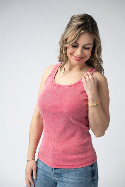 IN STOCK Audrey Vintage Wash Tank - Red - Pumpkin Patch Co