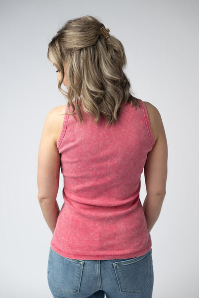 IN STOCK Audrey Vintage Wash Tank - Red - Pumpkin Patch Co