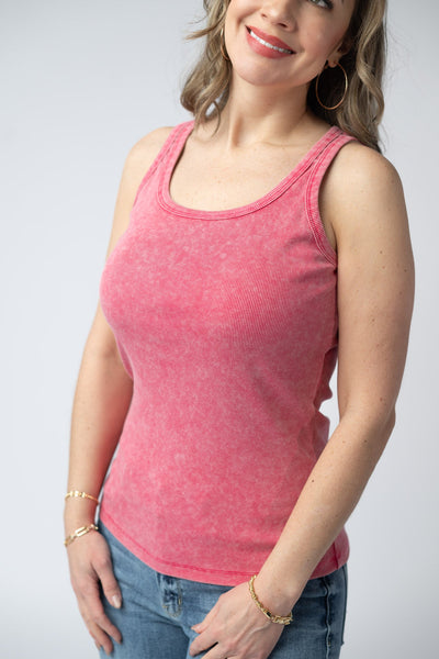 IN STOCK Audrey Vintage Wash Tank - Red - Pumpkin Patch Co