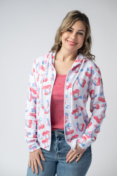 IN STOCK Fullzip Hoodie - Patriotic Cherries - Pumpkin Patch Co
