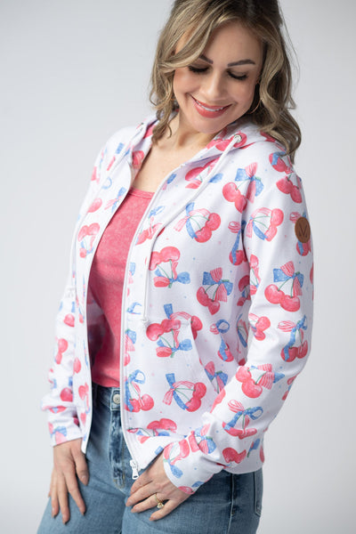 IN STOCK Fullzip Hoodie - Patriotic Cherries - Pumpkin Patch Co
