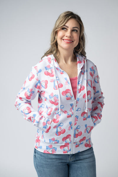 IN STOCK Fullzip Hoodie - Patriotic Cherries - Pumpkin Patch Co