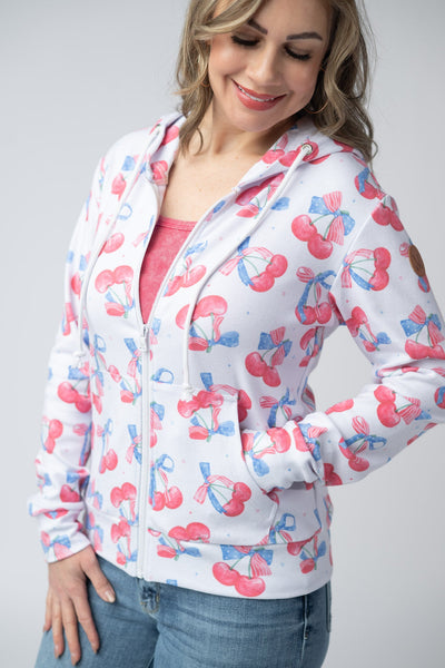 IN STOCK Fullzip Hoodie - Patriotic Cherries - Pumpkin Patch Co