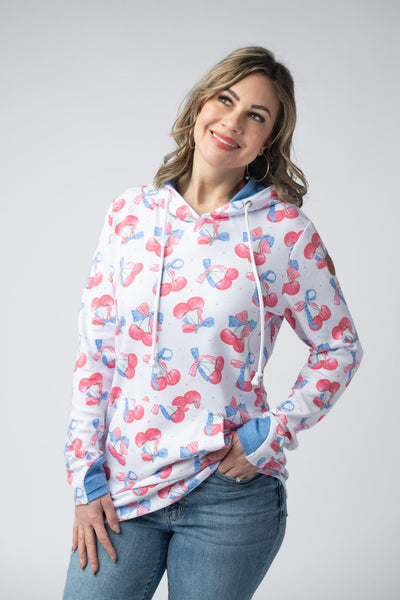 IN STOCK Hailey Pullover Hoodie - Patriotic Cherries - Pumpkin Patch Co