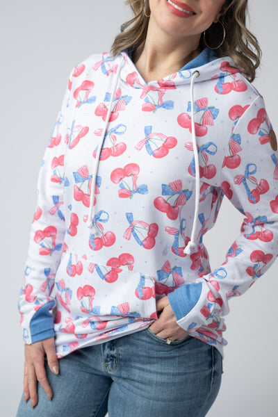 IN STOCK Hailey Pullover Hoodie - Patriotic Cherries - Pumpkin Patch Co