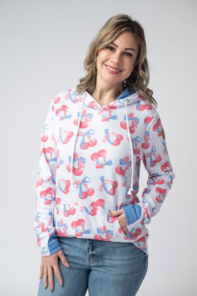 IN STOCK Hailey Pullover Hoodie - Patriotic Cherries - Pumpkin Patch Co