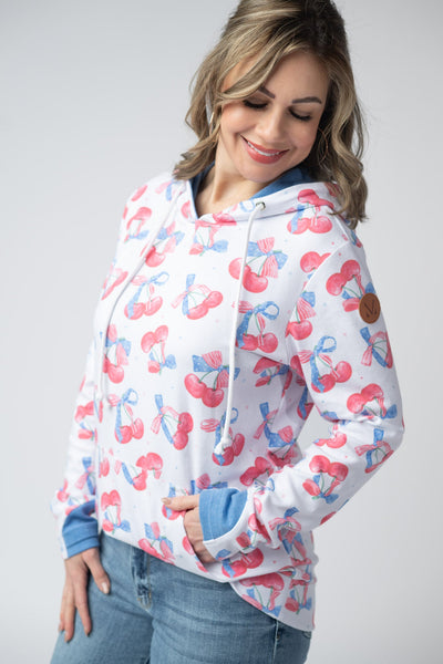 IN STOCK Hailey Pullover Hoodie - Patriotic Cherries - Pumpkin Patch Co