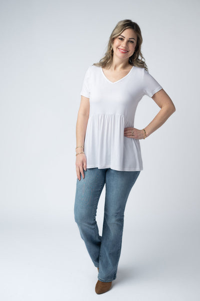 IN STOCK Sarah Ruffle Short Sleeve - White - Pumpkin Patch Co