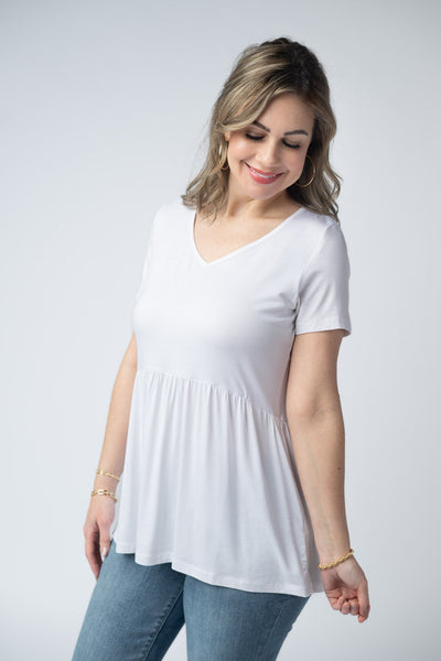 IN STOCK Sarah Ruffle Short Sleeve - White - Pumpkin Patch Co