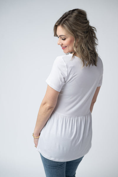 IN STOCK Sarah Ruffle Short Sleeve - White - Pumpkin Patch Co