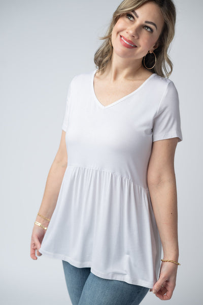 IN STOCK Sarah Ruffle Short Sleeve - White - Pumpkin Patch Co