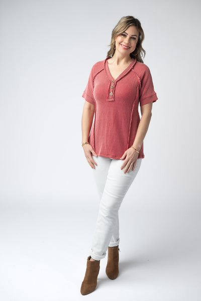 IN STOCK Juliette Button Top - Red - Pumpkin Patch Co