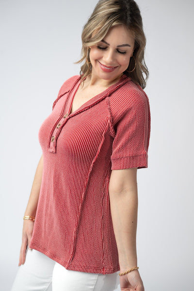 IN STOCK Juliette Button Top - Red - Pumpkin Patch Co