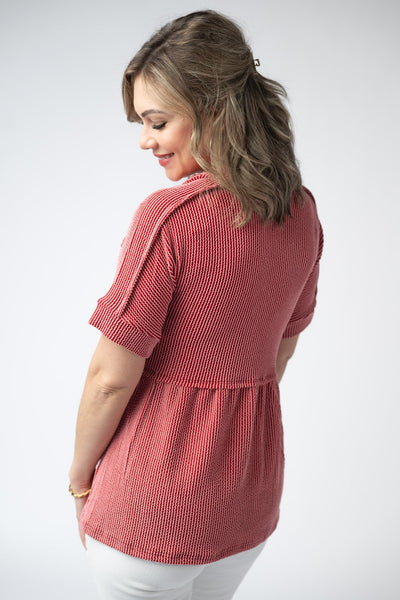 IN STOCK Juliette Button Top - Red - Pumpkin Patch Co