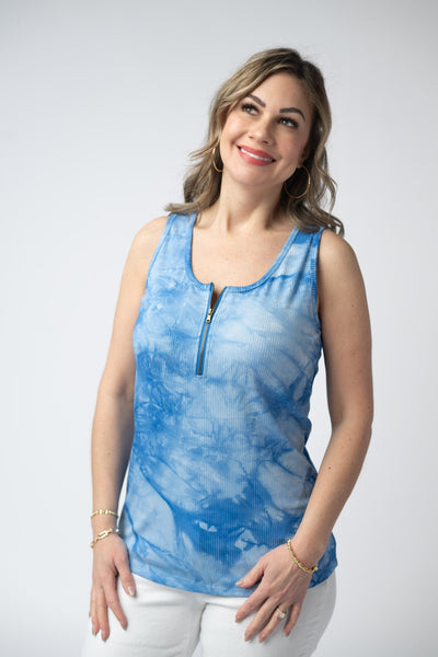 IN STOCK Mila Zipper Tank - Blue Tie Dye - Pumpkin Patch Co