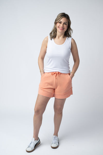 IN STOCK French Terry Stevie Shorts - Spring Peach - Pumpkin Patch Co