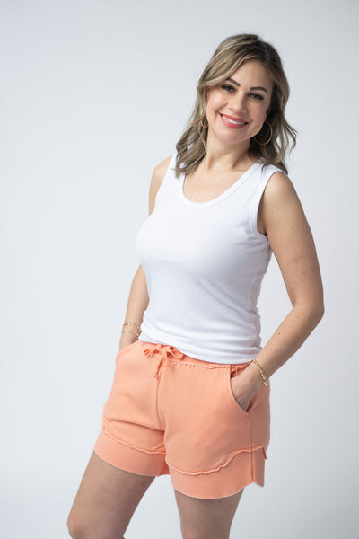 IN STOCK French Terry Stevie Shorts - Spring Peach - Pumpkin Patch Co