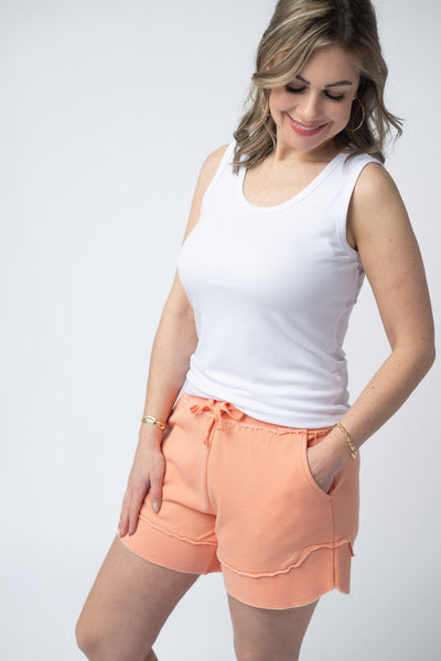 IN STOCK French Terry Stevie Shorts - Spring Peach - Pumpkin Patch Co