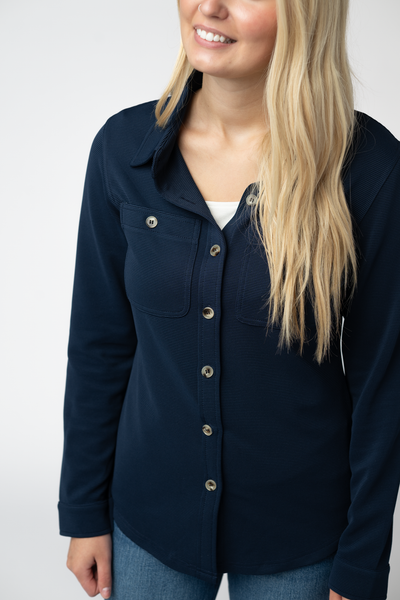 IN STOCK Ryleigh Ribbed Button Down - Navy