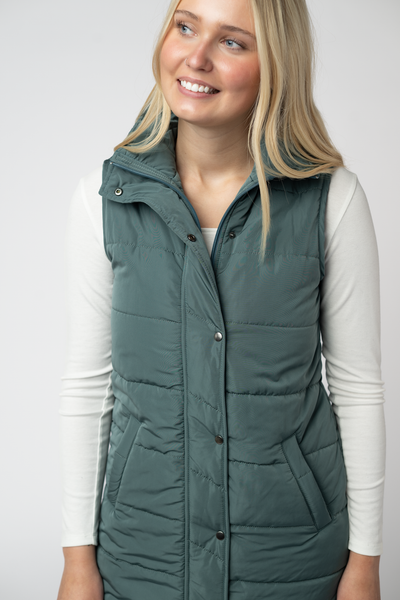 IN STOCK Harlow Long Vest - Teal