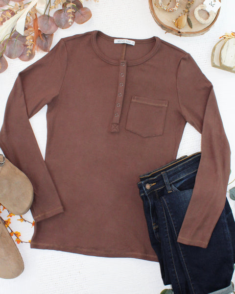 IN STOCK Georgia Long Sleeve Top - Brown - Pumpkin Patch Co