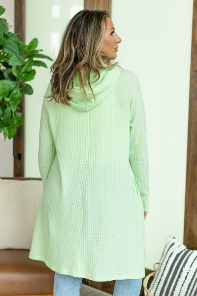IN STOCK Claire Hooded Waffle Cardigan - Lime FINAL SALE