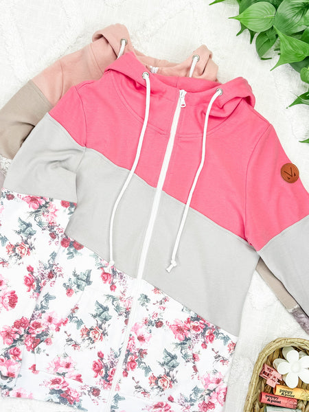IN STOCK Classic Colorblock FullZip - Neutral Floral
