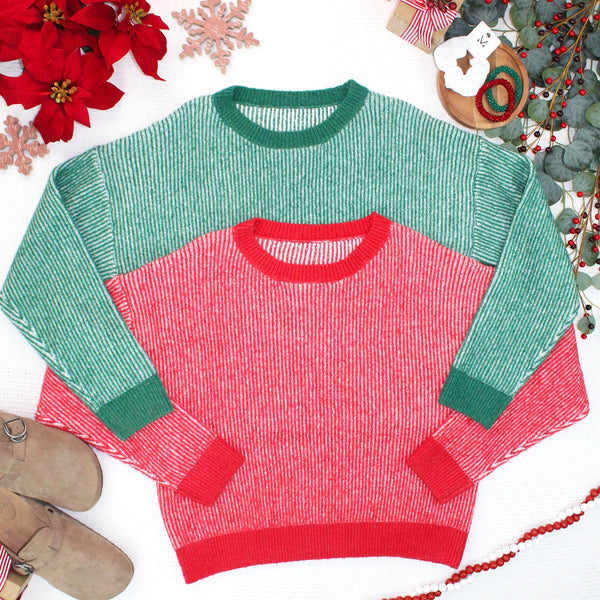 IN STOCK Josie Cozy Crew Sweater - Red