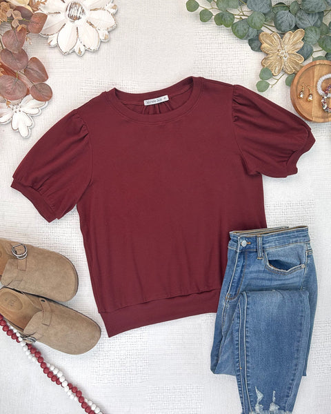 IN STOCK Katie Cozy Top - Cranberry