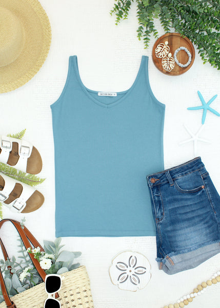 IN STOCK Kennedy Tank - Dusty Blue - Pumpkin Patch Co