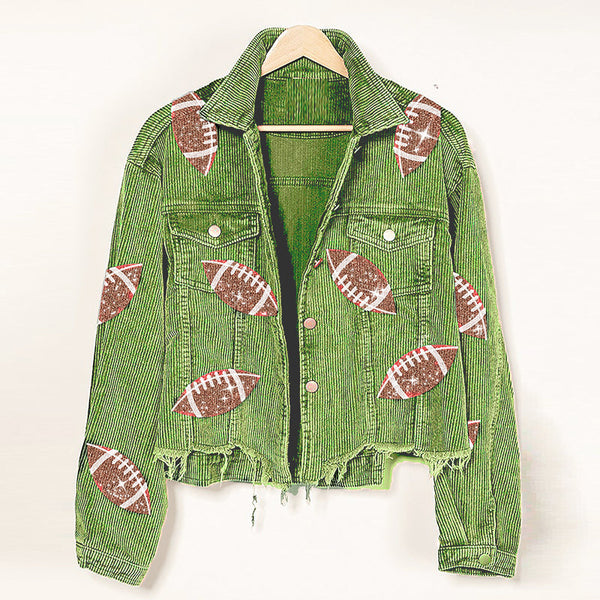RTS: Football Corduroy Jacket- - Pumpkin Patch Co