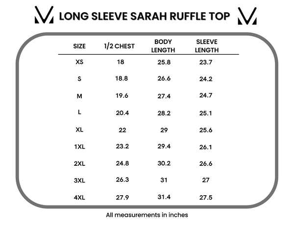 IN STOCK Long Sleeve Sarah Ruffle Top - Olive Meadow