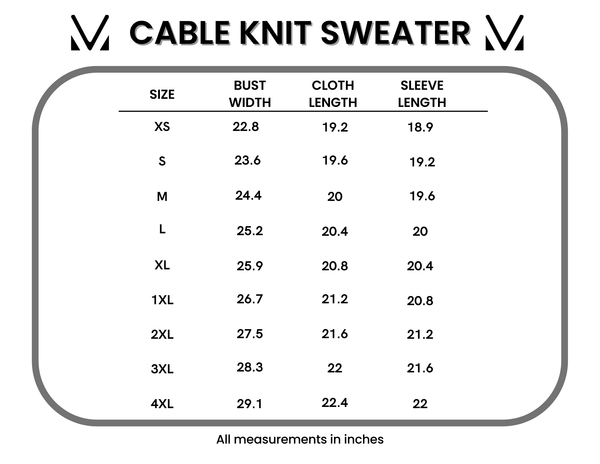 IN STOCK Cable Knit Sweater - Charcoal