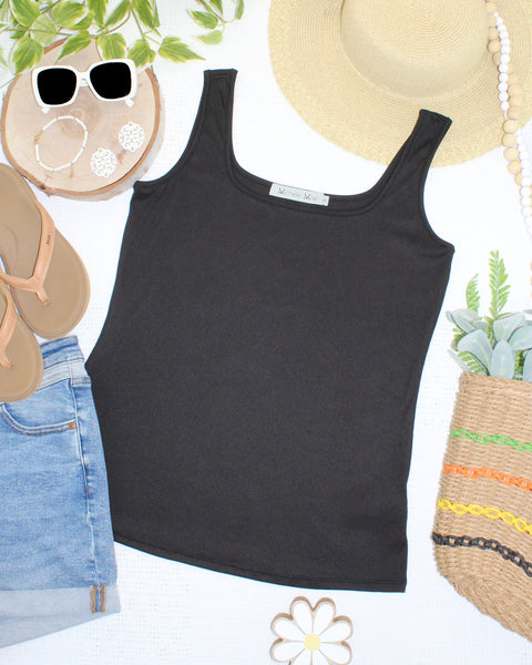 IN STOCK Rachel Ribbed Tank - Black - Pumpkin Patch Co