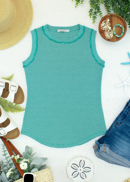 IN STOCK Morgan Micro Striped Tank - Jade