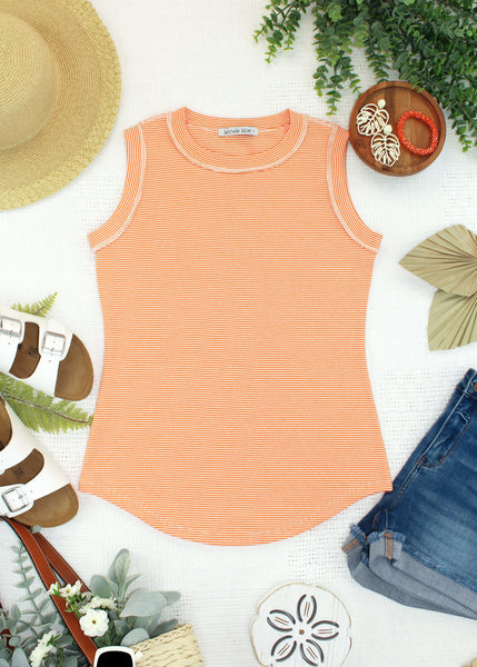 IN STOCK Morgan Micro Striped Tank - Orange