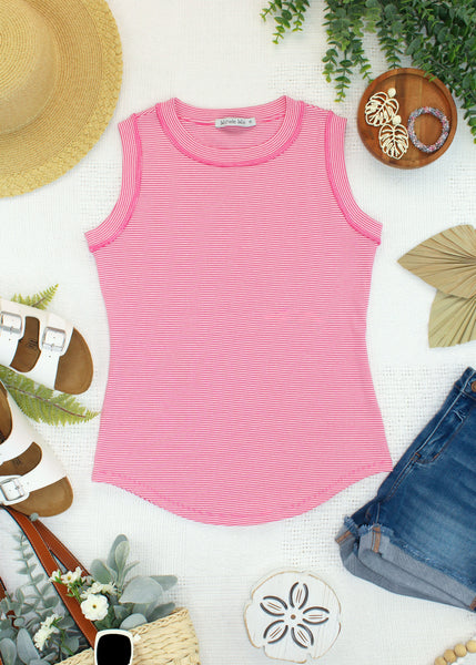 IN STOCK Morgan Micro Striped Tank - Pink