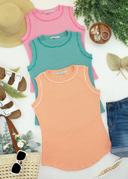 IN STOCK Morgan Micro Striped Tank - Jade