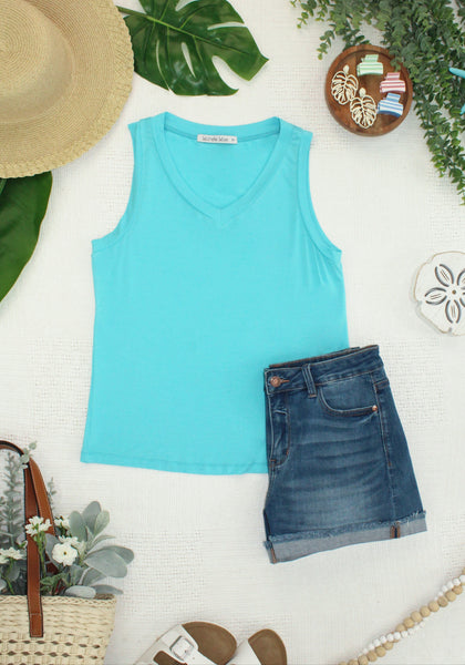 IN STOCK Noelle Tank - Aqua - Pumpkin Patch Co