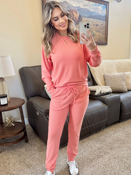 IN STOCK Corrine Ribbed Pullover Top - Coral - Pumpkin Patch Co