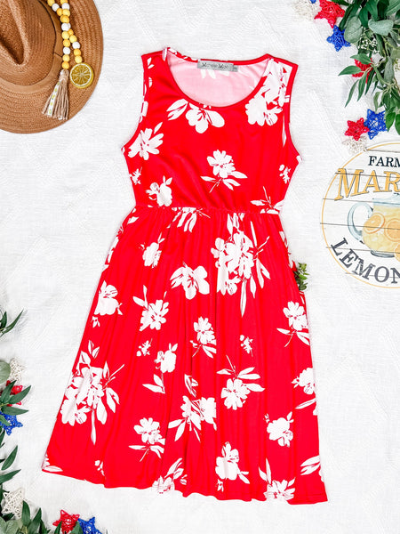 IN STOCK Kelsey Tank Dress - Red Floral FINAL SALE - Pumpkin Patch Co