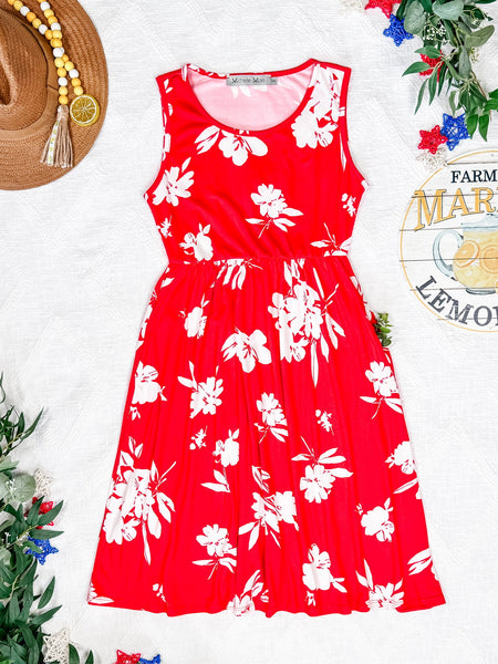 IN STOCK Kelsey Tank Dress - Red Floral FINAL SALE - Pumpkin Patch Co