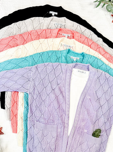 IN STOCK Open Knit Cardigan - Black - Pumpkin Patch Co