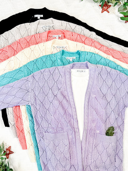 IN STOCK Open Knit Cardigan - Black - Pumpkin Patch Co