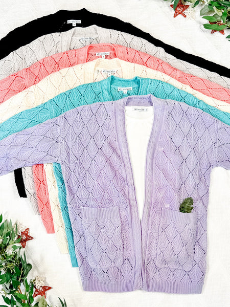 IN STOCK Open Knit Cardigan - Black - Pumpkin Patch Co