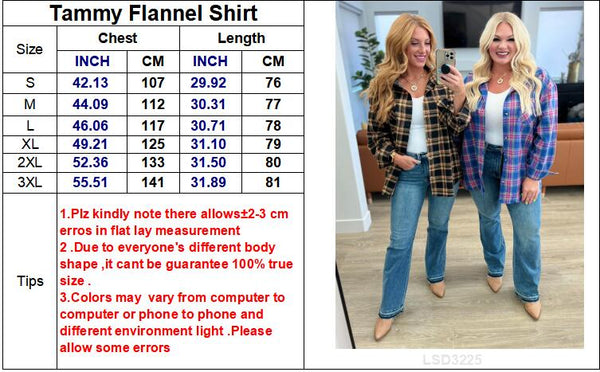 RTS:Tammy Flannel Shirt-#4-Blue Plaid